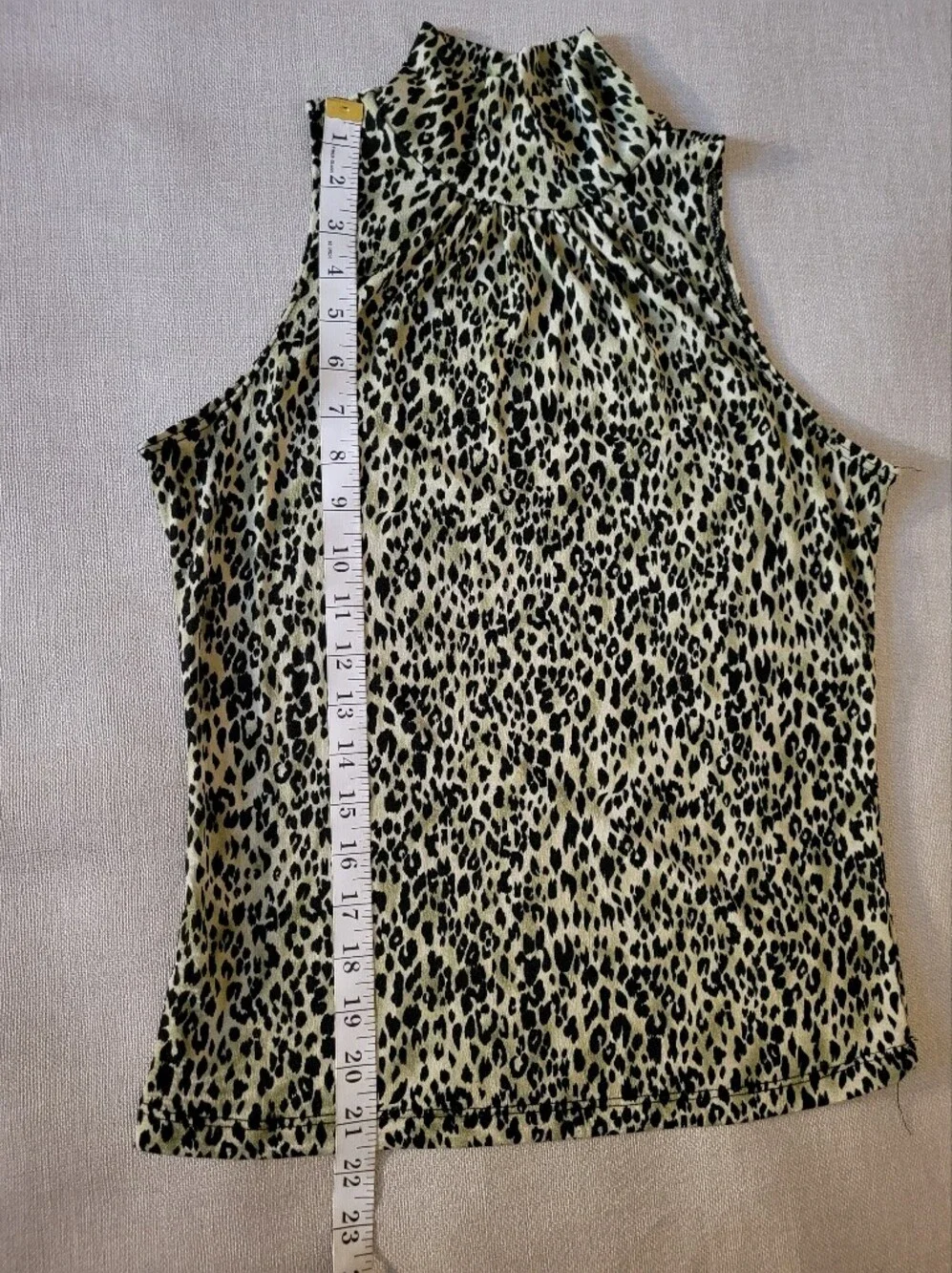 VTG Y2K 2000s Sleeveless Top Small Leopard Mockneck Grunge Edgy Animal Print